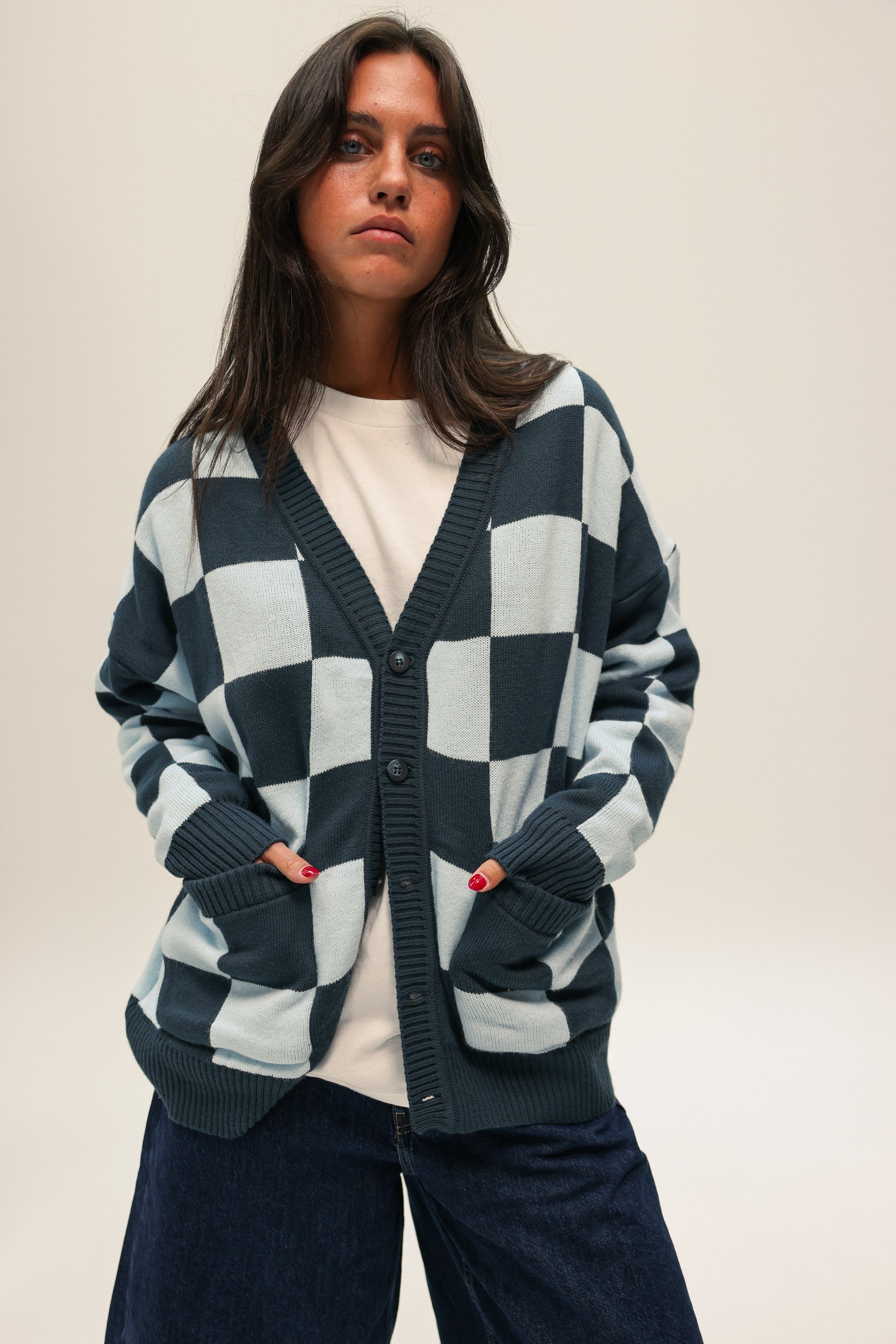 Checkered Blue Cardigan