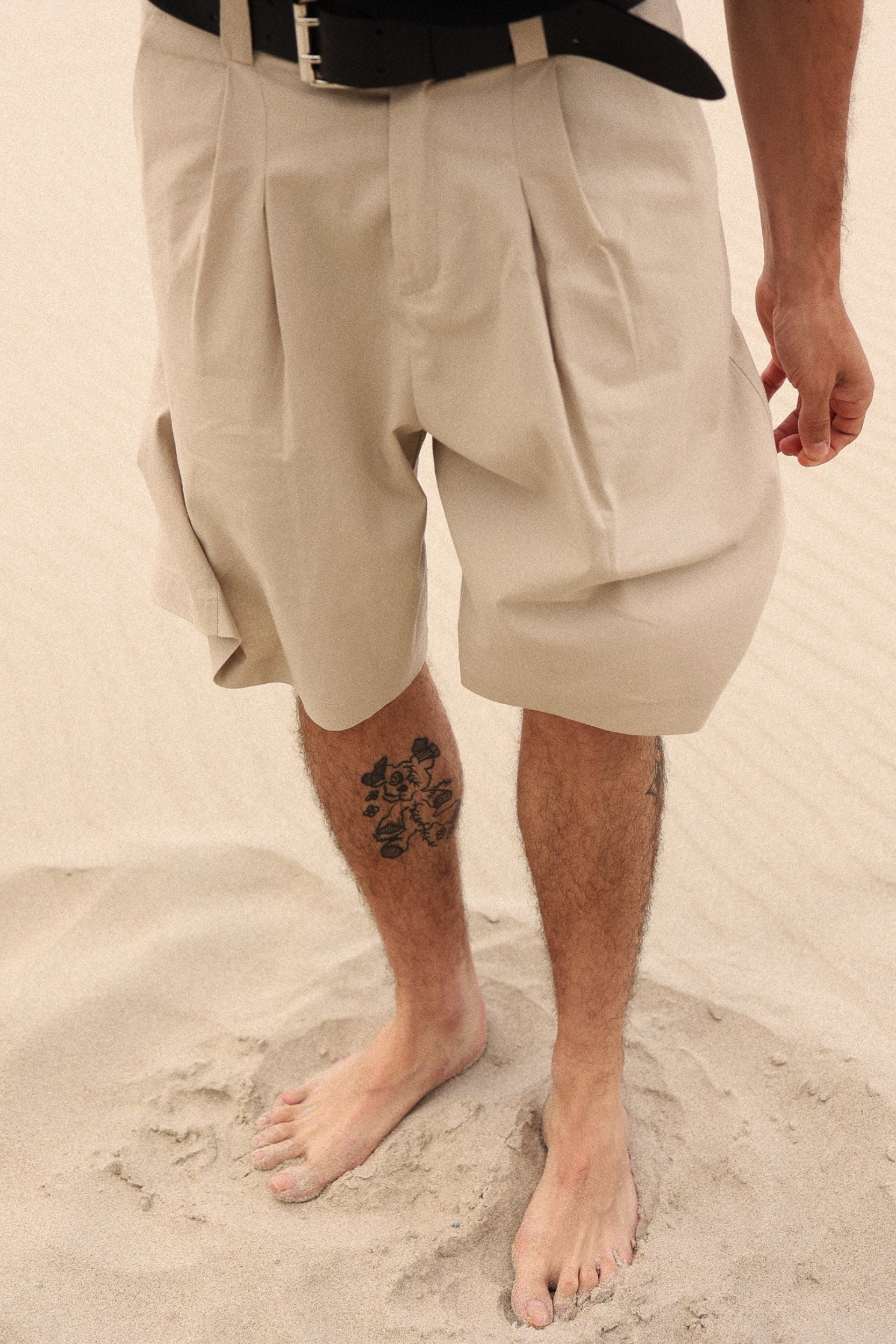 Pantalón corto tailored beige