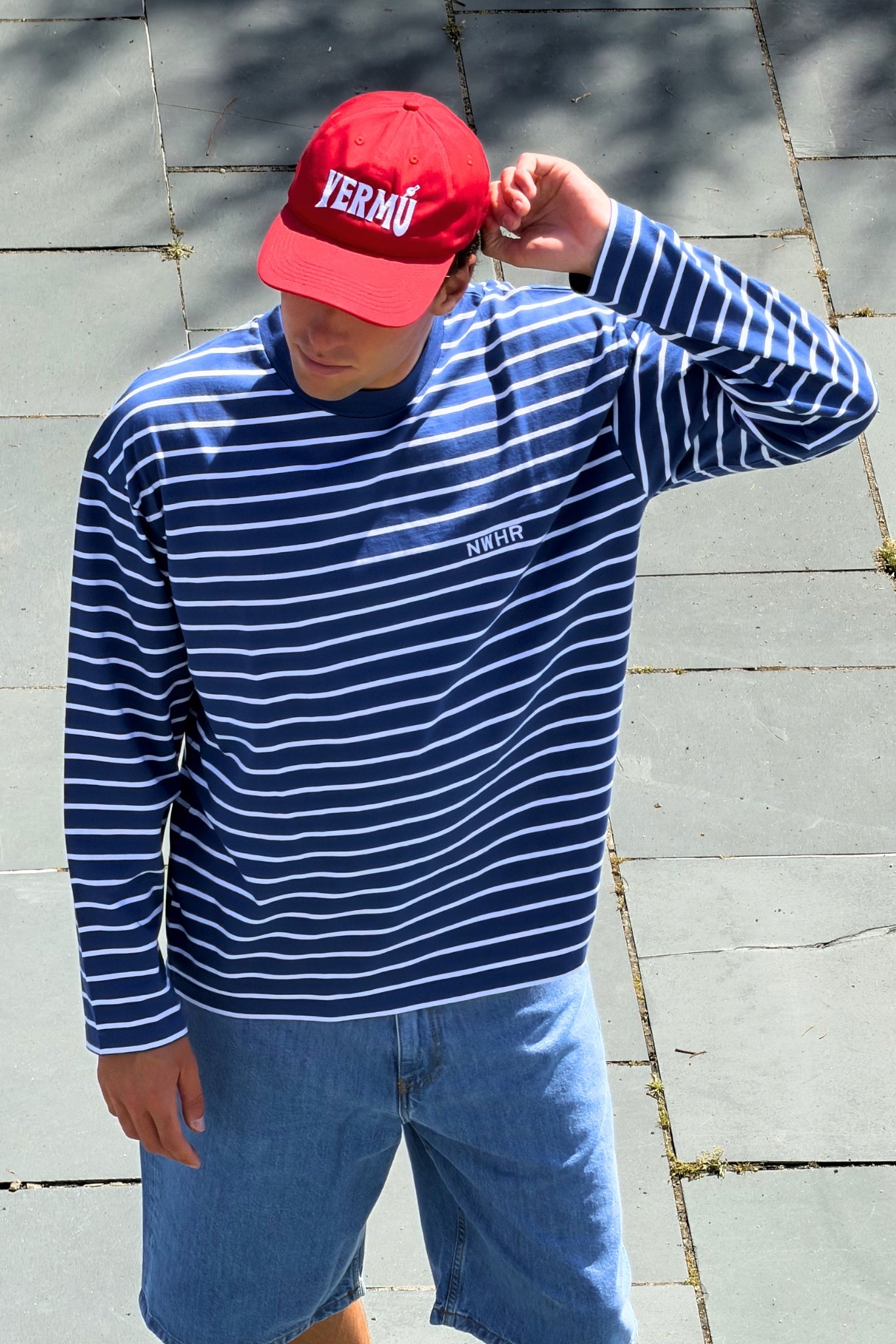 Camiseta larga rayas azul
