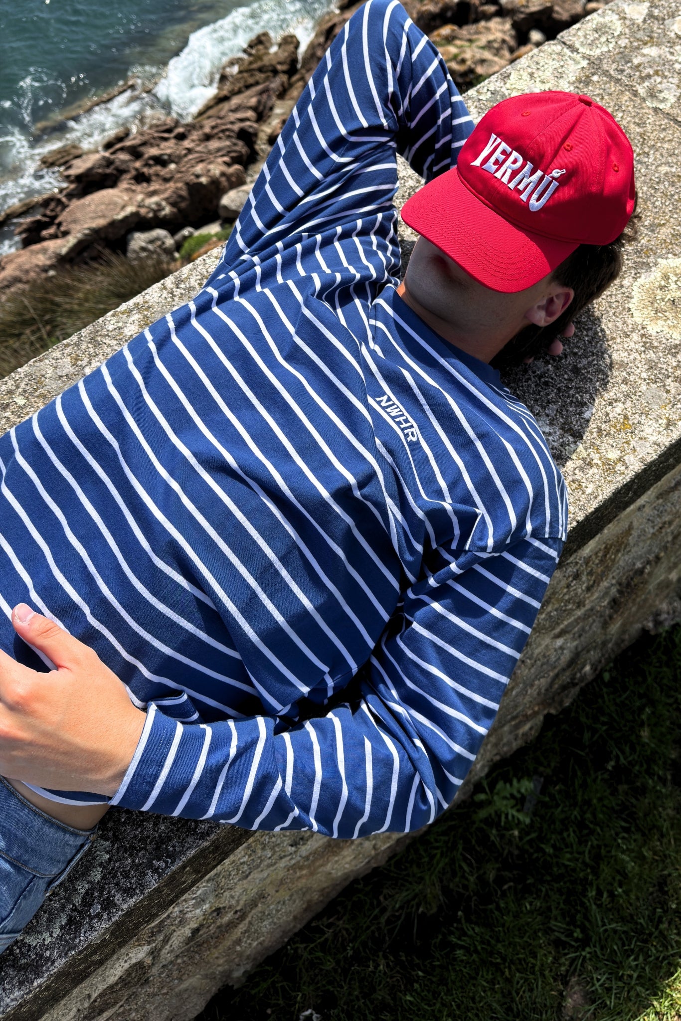 Camiseta larga rayas azul