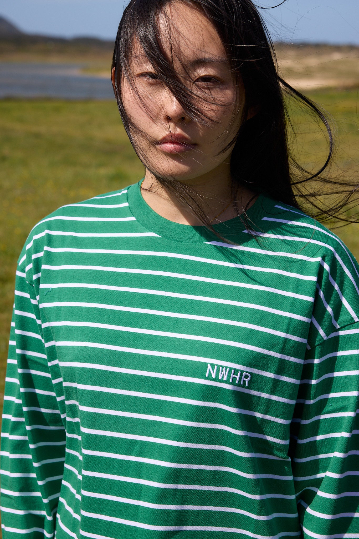 Camiseta larga rayas verde