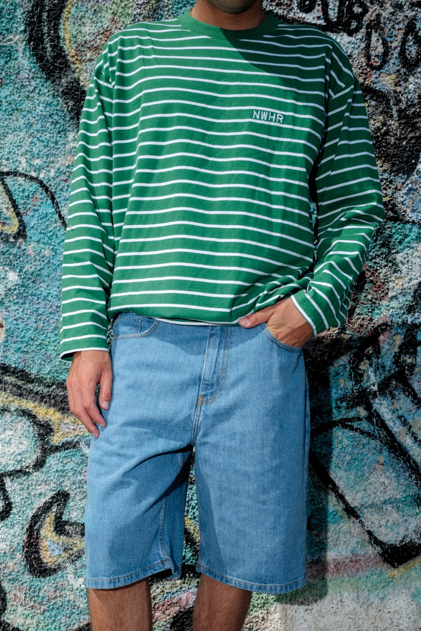 Camiseta larga rayas verde