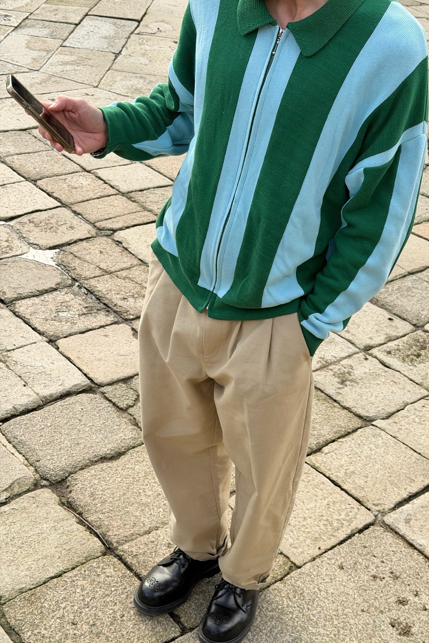 Jersey zipper stripes