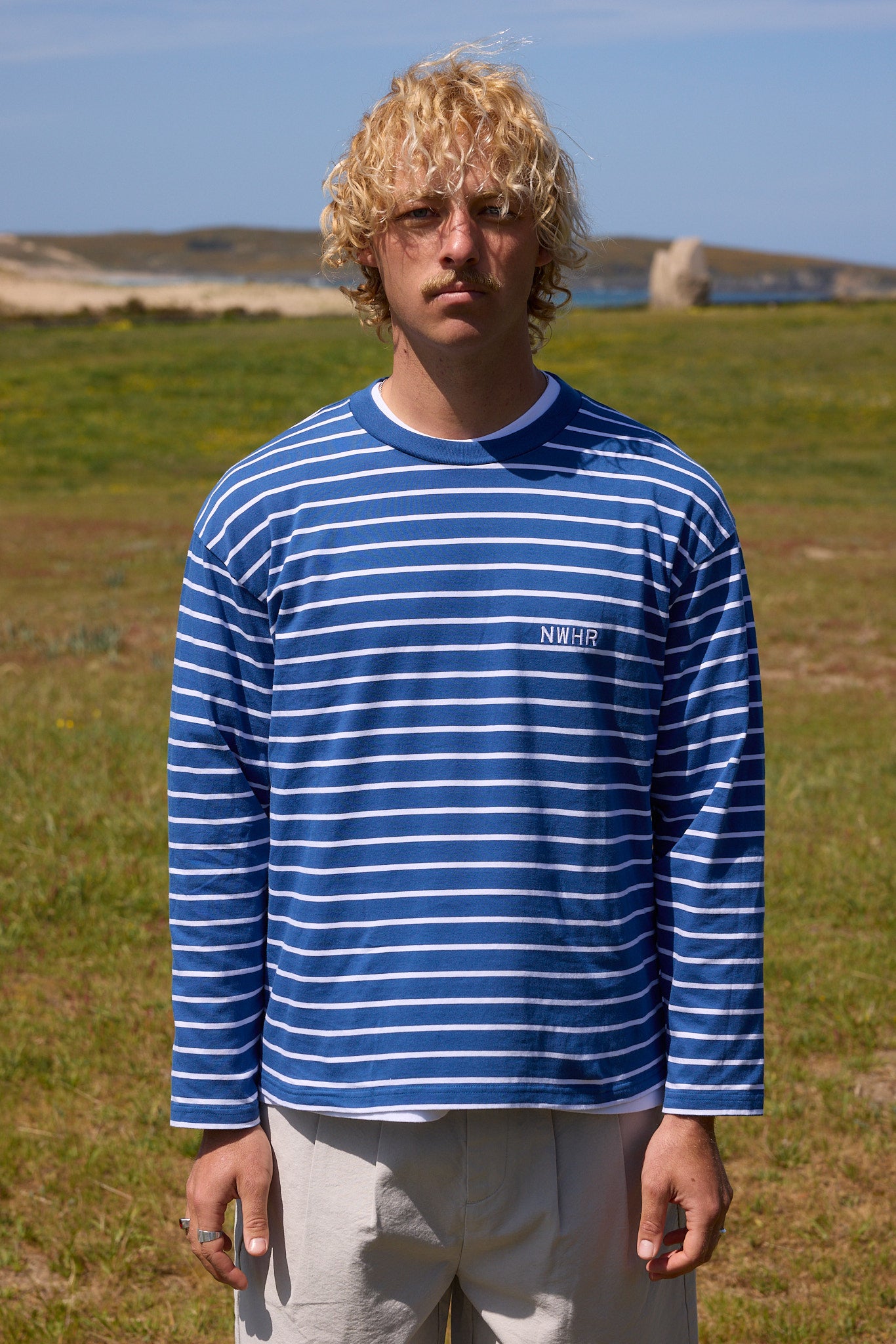 Camiseta larga rayas azul