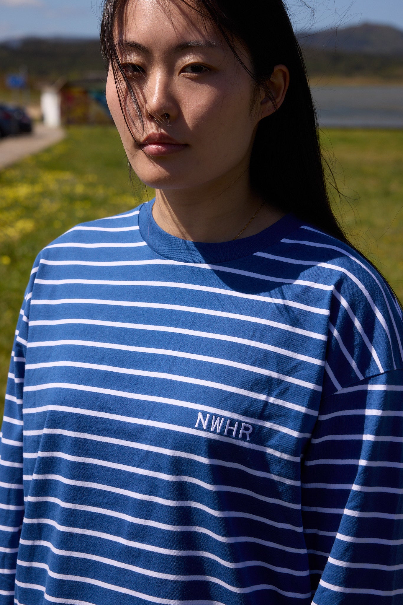 Camiseta larga rayas azul