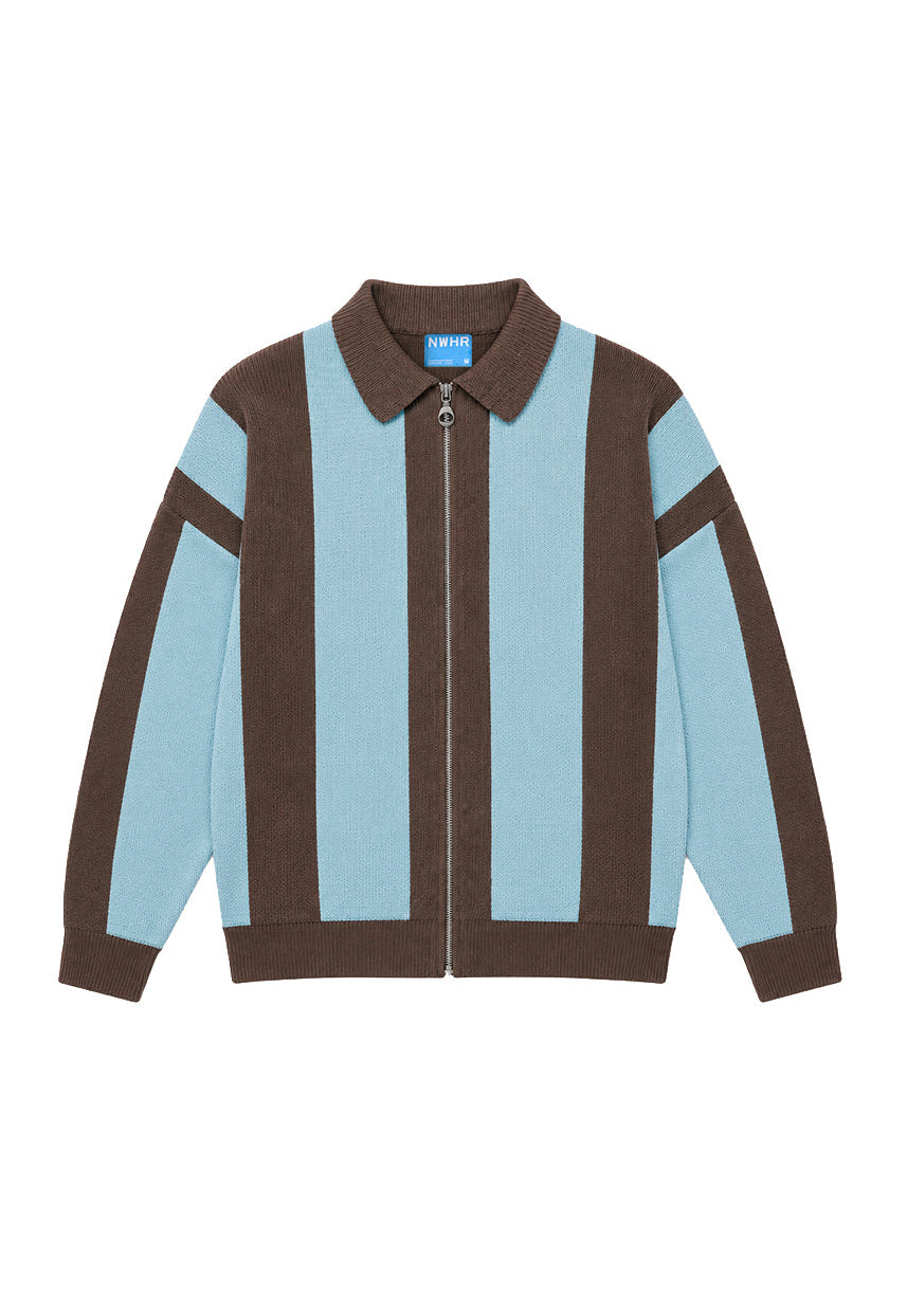 Jersey zipper brown stripes